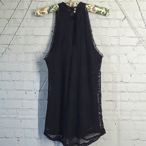 White Birch Goth Black Floral Lace Lined Tank Top Made in USA Womens Size Medium - Picture 14 of 16